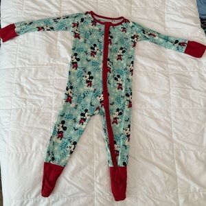 Little Sleepies Disney Mickey winter wonderland footed PJs 6-12 months